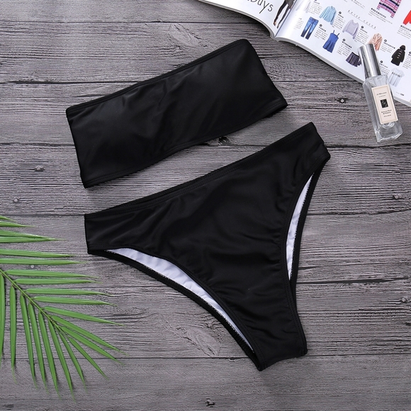 New Lace-up Back Bandeau Highwaisted Bikini Set - Picture 4 of 11